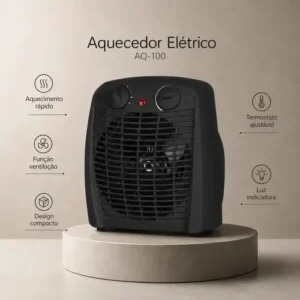 Aquecedor Elétrico 2 Em 1 Kian Preto 1800w Aq100 2 Níveis De Aquecimento + Ventilação - Imagem 9