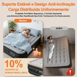 Colchão Inflável Queen Nepul Duplo Com 2 Travesseiro Inflável NE-999 cor Cinza - Imagem 2