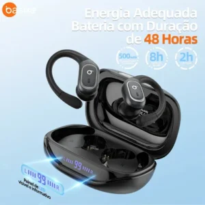 Basike Fone De Ouvido Bluetooth 6.0 Esportivo Sem Fio Gancho Intra-auricular,estéreo,Com display Led, Tws, Ipx5, Enc, Suporta Chamadas De Voz, Compatível Android E Ios, Cor Preto - Imagem 5