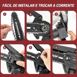 Mini Motosserra A Bateria 6 Pol Portatil Potente Brushless - Imagem 11