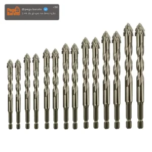 Kit 14 Brocas Excêntrica Serrilhada Ponta Cruzada Tungstênio - Imagem 1