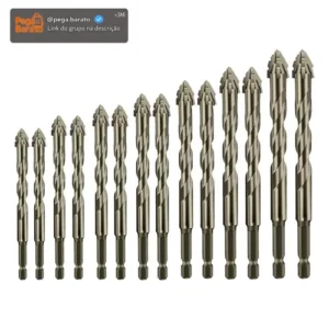Kit 14 Brocas Excêntrica Serrilhada Ponta Cruzada Tungstênio - Imagem 1