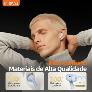Fone De Ouvido Sem Fio Bluetooth 5.4 Tws Intra-auricular Com Cancelamento De Ruído Para Academia Corrida Esportes e Gamer Com 200h Bateria Longa Duracao - Imagem 3