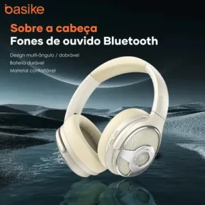 Fone De Ouvido Sem Fio, Com Função Caixa De Som, Microfone, Over-ear Fone, Gamer Headset Bluetooth, Cor Branco Basike Ba-fon6695 - Imagem 4