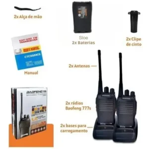 Kit 2 Radio Walk Talk Comunicador 16 Ch 12km Baofeng 777s Ht Cor Preto - Imagem 5