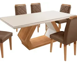 Mesa Alvorada 180 Tp Mdf Vidro Canto Reto 6 Cadeiras Rufato - Imagem 8