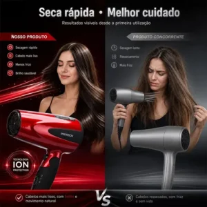 Secador de Cabelo Pritech Profissional Portátil 1200W Com Ar Frio para Viagem e Cabelos Cacheados - Imagem 5