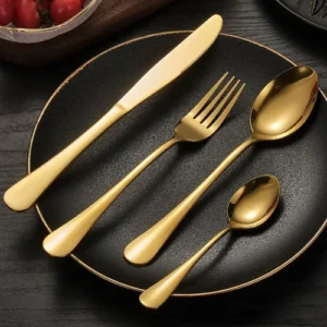 Kit 24 Talheres Luxo Premium Faqueiro Dourado Com Maleta - Imagem 12