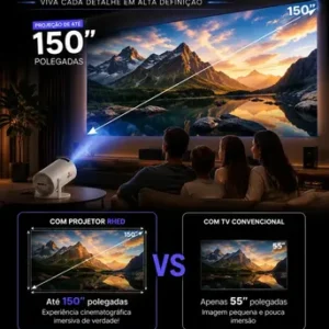 Projetor Smart Portátil Full Hd 4k Android 11 Wi-fi Bluetooth Mini Projetor Home Theater Cinema Em Casa Imagem Nítida Som Potente Compatível Com Diversos Dispositivos - Imagem 2
