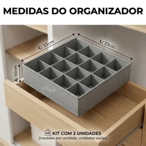 Kit 2 Organizador Colmeia De Roupas Gaveta Guarda Roupa 24 Divisórias Ciclo Alternativa Cor Cinza - Imagem 5