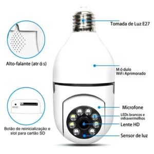Câmera de Segurança Espiã Yoosee Wi-Fi Visão Noturna Áudio Led E27 1080p - Imagem 4