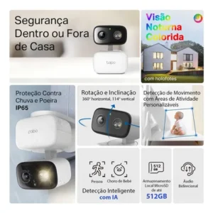 TP-Link Tapo C206 Câmera de Segurança Wifi 1080P 360° Colorida IP65 - Imagem 6