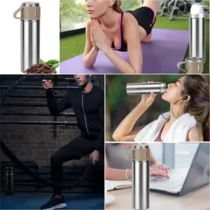 Caneca Kit Garrafa Térmica Vacuum Bottle Inox 500ml + 3 Xíca - Imagem 5