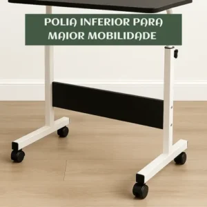 Mesa Lateral Ergonômica Multiuso Com Altura Regulavel E Rodinhas Mesinha Notebook Laptop Cama Sofá Ajustavel Cor preto Luvinco - Imagem 6
