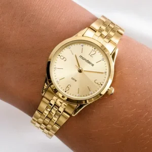 Kit Relógio Mondaine Pequeno Dourado E Colar De Cristal 32720lpmkde1k1 - Imagem 8