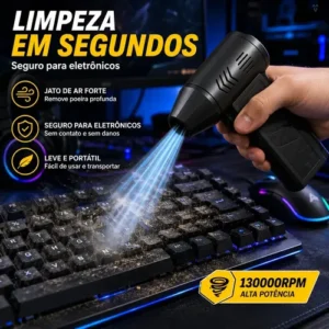 Mini Ventilador Soprador Ar Turbo 130000rpm Sem Fio Recarregável Usb 3 Níveis Jato Forte Portátil Multiuso Limpeza Teclado Carro Acende Churrasqueira Marca Davely - Imagem 3