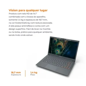 Notebook Positivo Vision C14 8gb 128gb 14 Hd Windows 11 Cinza - Imagem 7