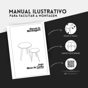 Kit Trio De Mesas Lateral Redonda Sala Pe Palito Retro - Imagem 9