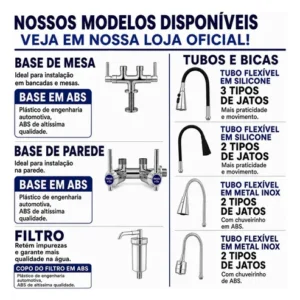 Torneira Com Filtro Com Purificador Agua Bica Flexível Gourmet para Cozinha Parede Luxo Chuveirinho 2 Modos de Jatos A Mais Vendida - Imagem 4