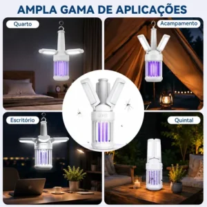 Lâmpada Led Dobrável Recarga Com Repelente Para Camping - Imagem 8