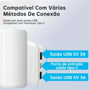 Carregador Portátil Inova de 10.000mAh Universal Rápido para Celular e Viagens Branco - Imagem 4