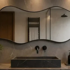 Espelho Orgânico grande com Moldura Lapidado 100x50 Preto - Imagem 3