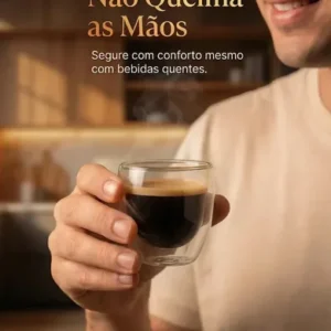 Copos Café Vidro Kit 6 Parede Dupla 90ml Borossilicato Transparente Expresso - Imagem 5