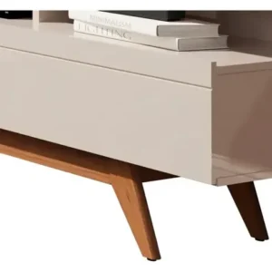 Rack Para Sala Vivare Wood 1.8 P/ Tv 72 Pol. - 3 Gavetas Cor Nature/Off white - Imagem 4