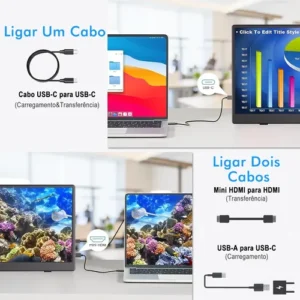 Monitor Portátil 15.6'' Tela Externa Hdr Ips 1080p Ultrafino - Imagem 6