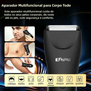 Enssu Aparador De Pelos Corporais Masculino Com Base Cor Preto - Imagem 4