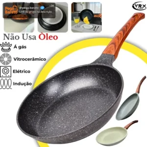 Frigideira Cerâmica 24cm Grande Premium Antiaderente Fogão Cooktop Indução Elétrico Gás Panela Frita Sem Óleo Não Gruda - Imagem 1