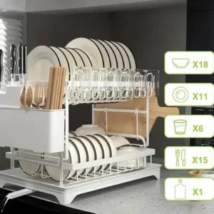 Escorredor De Louça Pratos Talheres Inox Cozinha Duplo - Imagem 8