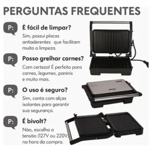 Grill E Sanduicheira Inox Antiaderente Torradeira 127v/220v - Imagem 12