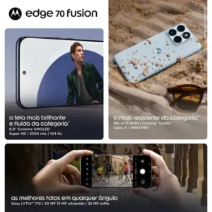 Smartphone Motorola Edge 70 Fusion 5g Fifa World Cup Collection - 256gb 24gb (8gb Ram + 16gb Ram Boost), Camera 50mp Sony Lytia 710, Tela 1.5k Extreme Amoled - Grafite - Imagem 5