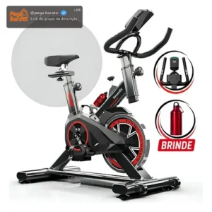 Bicicleta Ergométrica Bike Spinning Garrafa 6kg Sensação Inércia Com Medidor Cardíaco Fitness Preto e Vermelho Sevenfit Para Cardio E Musculação - Imagem 1