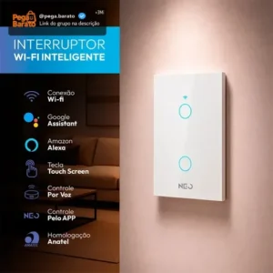 Interruptor Inteligente Smart Wi-fi 2.4 GHz Alexa google 2 Botões 4x2 Bivolt Branco Cod: 291990374 Neo Avant - Imagem 1