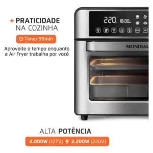 Fritadeira Air Fryer Forno Oven Digital 25L Mondial AFO-25L-BI - Imagem 8