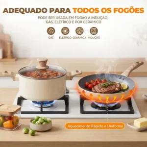 Conjunto Panelas Cerâmica Antiaderente Indução Gas 8 Peças - Imagem 7