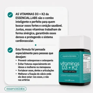 VITAMINA D3 + K2 Menaquinona-7 - Fórmula com Máxima Concentração e Biodisponibilidade - 60 Cápsulas - Imagem 6