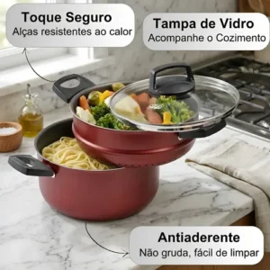 Panela Cozinha A Vapor 4 Em 1 Caçarola Banho Maria 3,2l Mta - Imagem 4