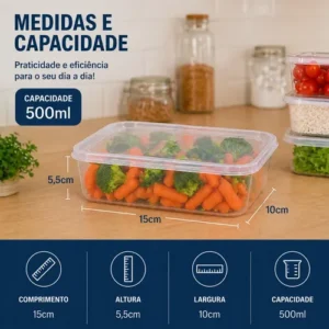 Kit 10 Potes 500ml Bpa Free Freezer Microondas Reutilizável - Imagem 2