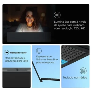 Notebook Positivo Vision C15M Intel® Celeron® N4500 Linux 8GB RAM 256GB eMMC 15.6" Full HD IPS – Minitela - Cinza - Imagem 8