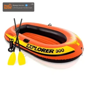 Bote Explorer 300 Intex + Bomba Manual E Remos Suporta 186kg - Imagem 1