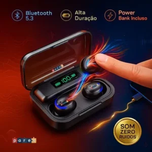 Fone De Ouvido Sem Fio Bluetooth F9-5 Pares Som Imersivo Powerbank Moderno Bateria Longa Duração Academia Compativel Com Todos Celulares - Imagem 5