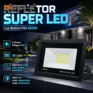 Kit 5 Refletores LED 100W IP67 à Prova D'Água 6500K Branco Frio Bivolt - Imagem 1
