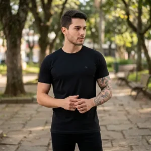 Camiseta Ogochi Básica Algodão Original Lisa Masculina - Imagem 2