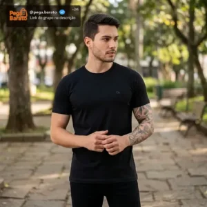 Camiseta Ogochi Básica Algodão Original Lisa Masculina - Imagem 1