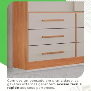 Guarda Roupa Casal 3 Portas 9 Gavetas Luana Sallêto Móveis - Imagem 5
