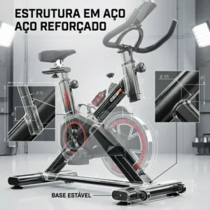 Bicicleta Ergométrica Bike Spinning Garrafa 6kg Sensação Inércia Com Medidor Cardíaco Fitness Preto e Vermelho Sevenfit Para Cardio E Musculação - Imagem 7