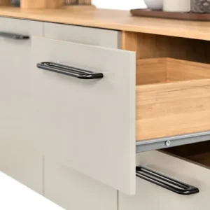 Armário de Cozinha Completa Aéreo 7 Portas e 2 Gavetas Planejada Suspenso Branco Off White Carvalho Nature Amadeirado - Imagem 4